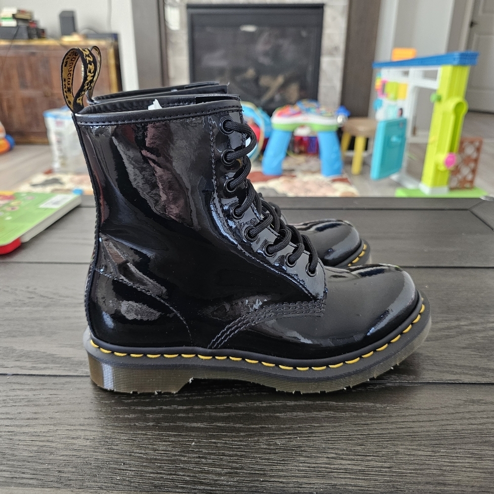 Dr. Martens 1460 Women's Patent Leather Lace Up Boots - Picture 6 of 9